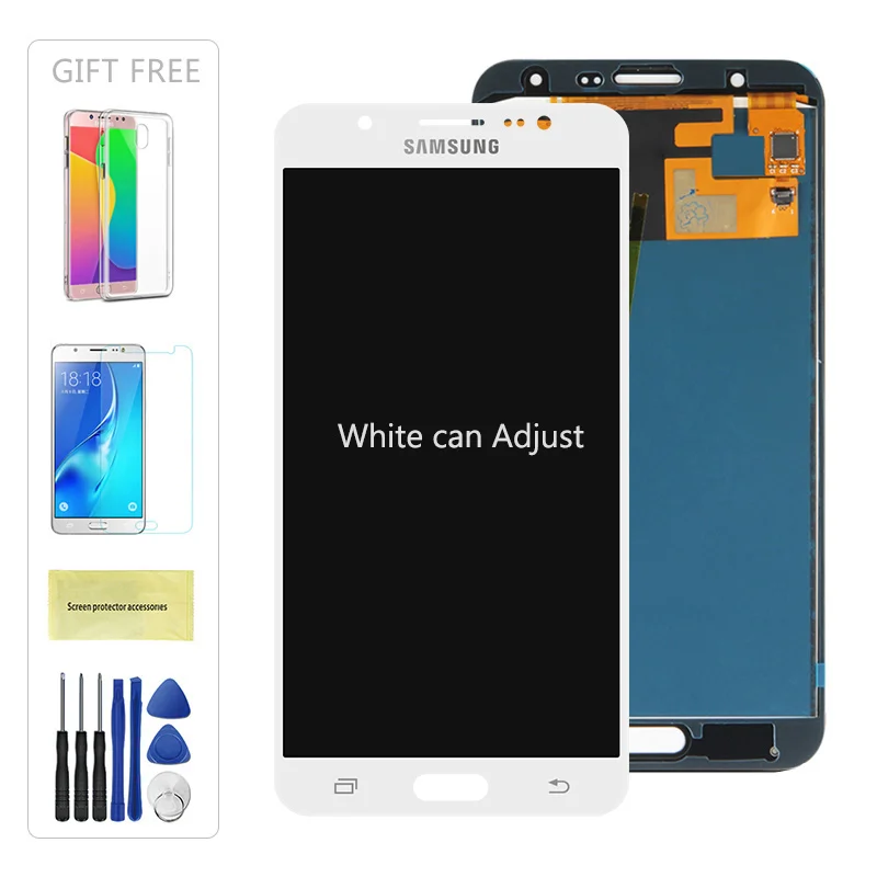 J7 дисплей для samsung Galaxy J7 J700 ЖК-дисплей+ сенсорный экран дигитайзер в сборе для samsung J700 J700F J700M lcd - Цвет: White Adjust
