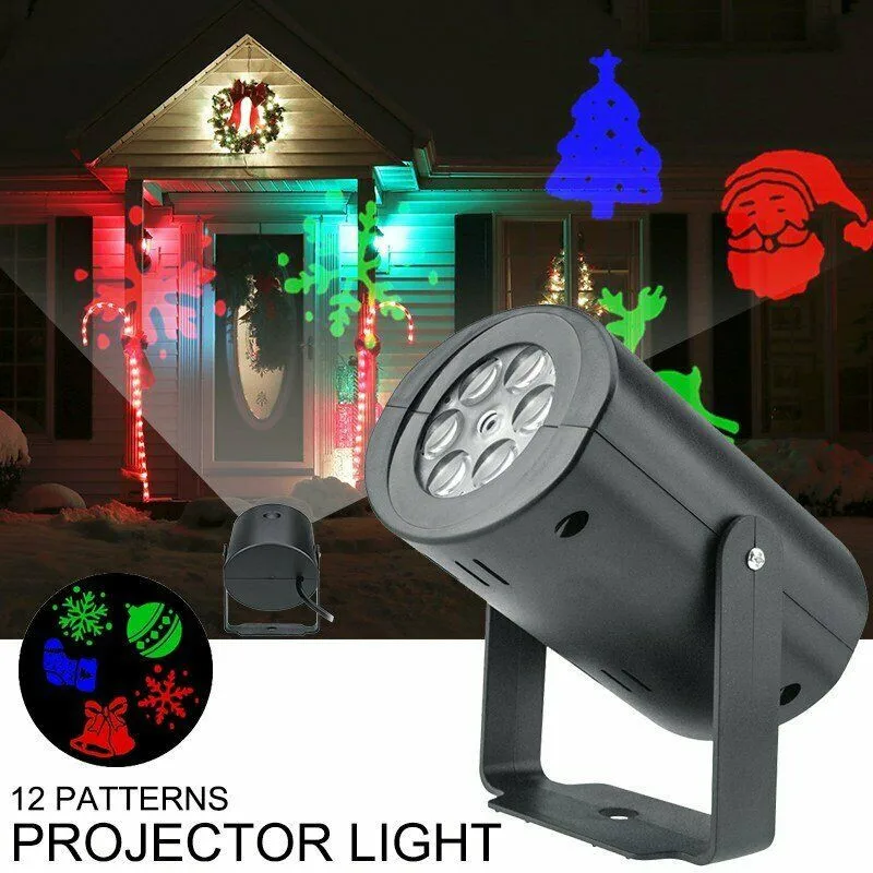 

ZANCAKA 12 Patterns Snowflake Projector Light Laser Projection Waterproof Disco Light Home Outdoor Garden Light Christmas Decor