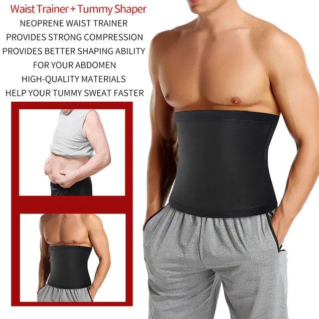 Mens Abdomen Reducer Sauna Body Shaper Fitness Sweat Trimmer Belt Waist Trainer Belly Slimming Shapewear Waist