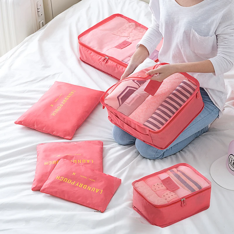 

TWDW 6 pcs Set Travel Storage Bag Large Capacity Luggage Suitcase Storage Bags Waterproof Underwear Bra Clothing Organizer