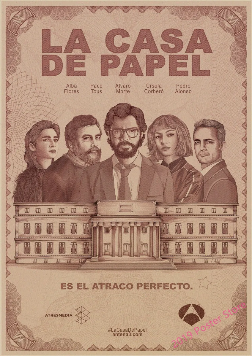 La Casa De Papel постеры для крафт-бумаги в классическом ретро стиле, художественная Настенная Наклейка в римском стиле для украшения дома