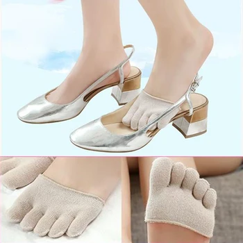 

2020 New Toe Socks Woman Summer Forefoot Socks Thin Cotton Sweat Socks Non-slip Slippers High Heels Invisible Half Foot Socks