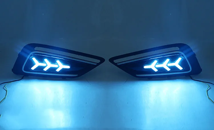 EOsuns led drl дневные ходовые огни для MG 6- с динамическим движущимся желтым поворотным сигналом и синим ночным светом