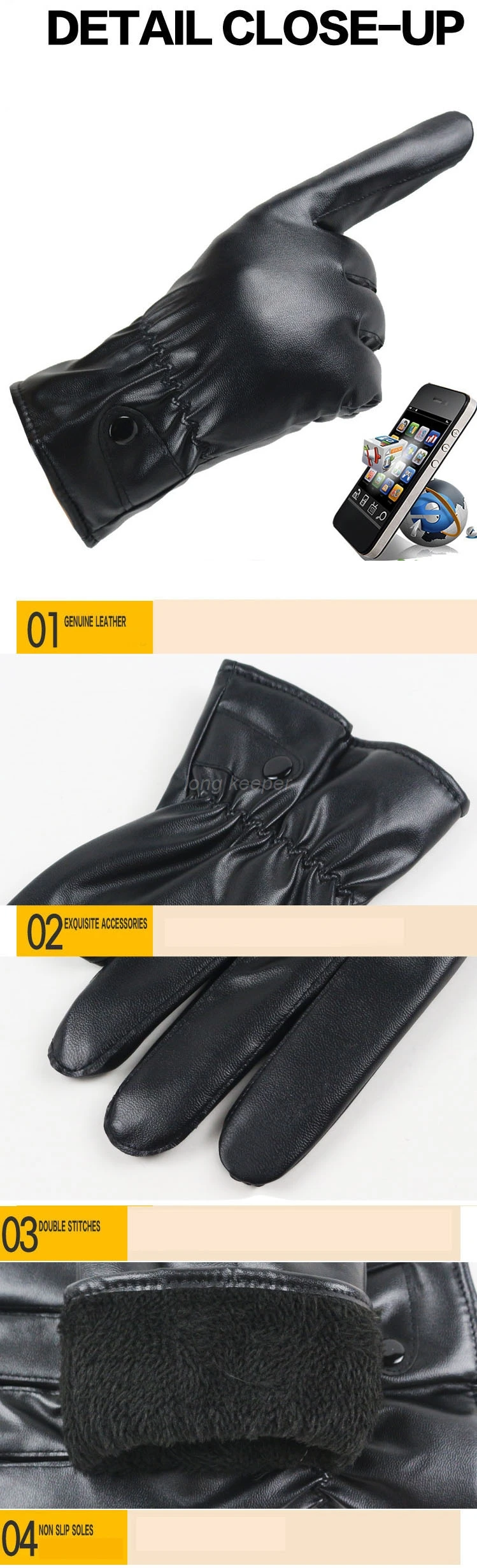 Longkeperer 2019 зимние перчатки с полными пальцами мужские модные с сенсорным экраном PU кожаные перчатки-митенки мужские черные ветрозащитные