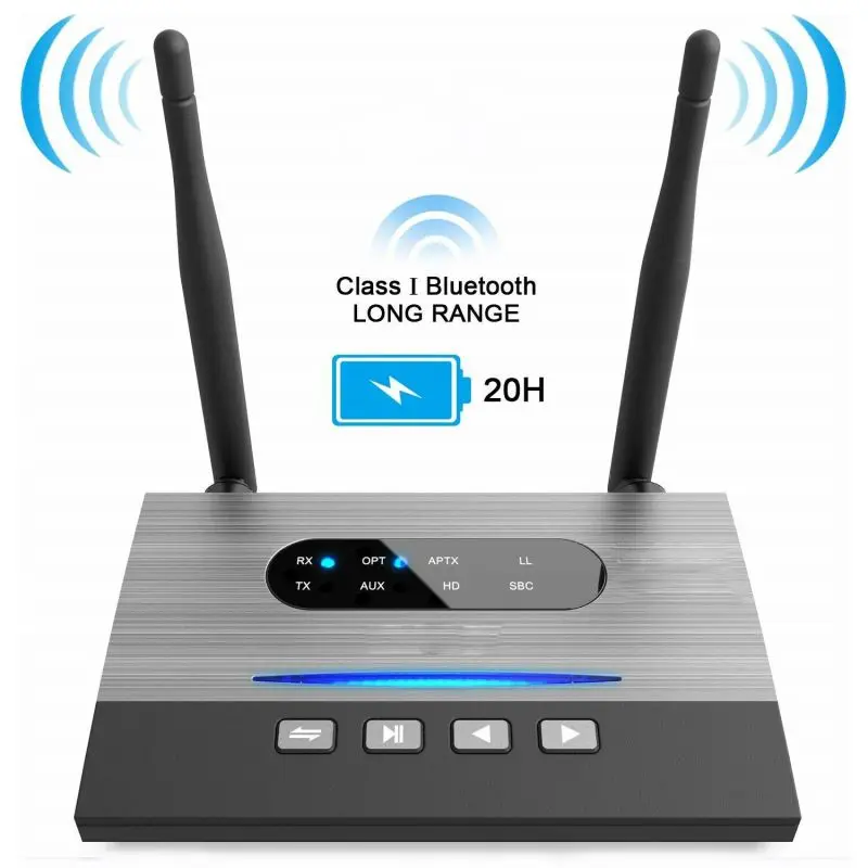 

Aux Fiber Optic Long Range Bluetooth Audio Receiver And Transmitter Bluetooth 5.0 Adapter 3-in-1 Music Audio Adapter