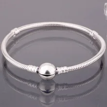 Оригинальная круглая застежка змеиная цепочка, базовые браслеты, браслет, подходит для бусины из стерлингового серебра 925, Браслет-Шарм, сделай сам, европейская бижутерия