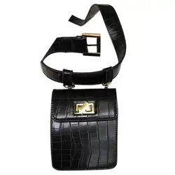 Модная женская сумка через плечо из кожи аллигатора, сумка на пояс, шикарный стиль, мини сумка на плечо, винтажная маленькая сумочка (черная)
