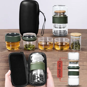

Water bottle Travel Bag Chinese Tea set gaiwan teapot teacups Glass fair mug tea sets ceramic fot gift puer Drinkware