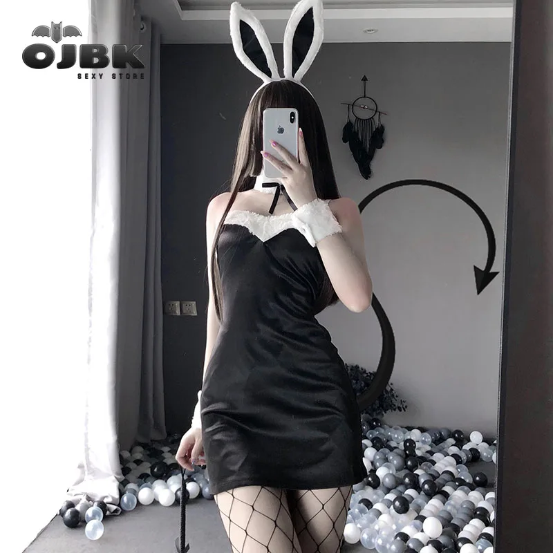 Traje de Cosplay clásico Sexy para mujer, uniforme de conejo de Anime  japonés negro y rosa, lencería sexual AV para fiesta, 0721| | - AliExpress