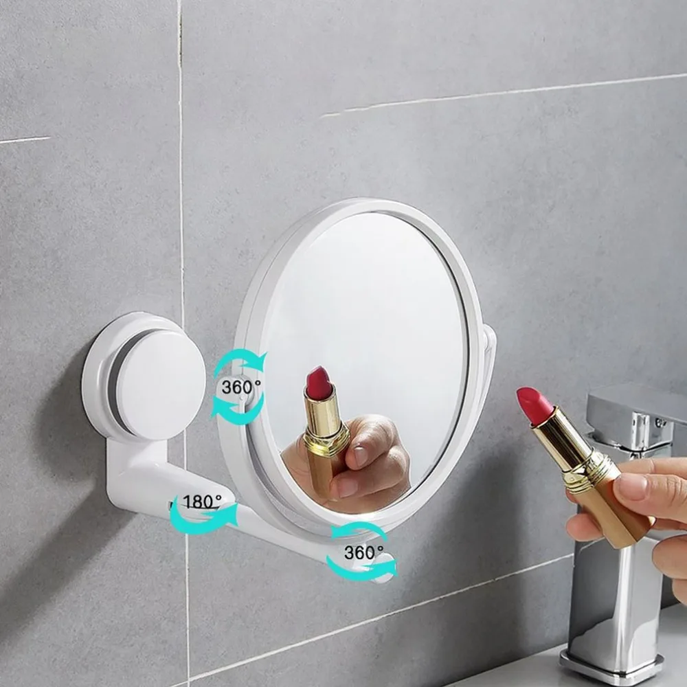 Для общежития настенные туалетное зеркало складное вращающееся одно зеркало для дома ванная комната Пробивка HD круглое туалетное зеркало