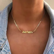 

Custom Name Necklace Men Women Personalized Custom Necklaces Old English Font Stainless Steel Gold Cuban Chain Jewelry Custom N
