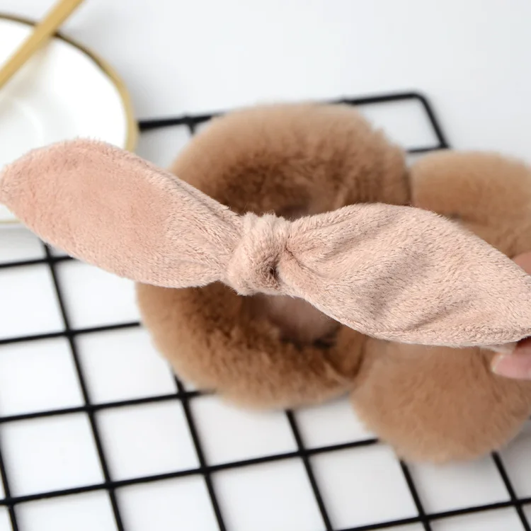 Настоящие меховые наушники женские зимние меховые наушники с кроликом 2019 новые модные теплые наушники для девочек повязка на голову