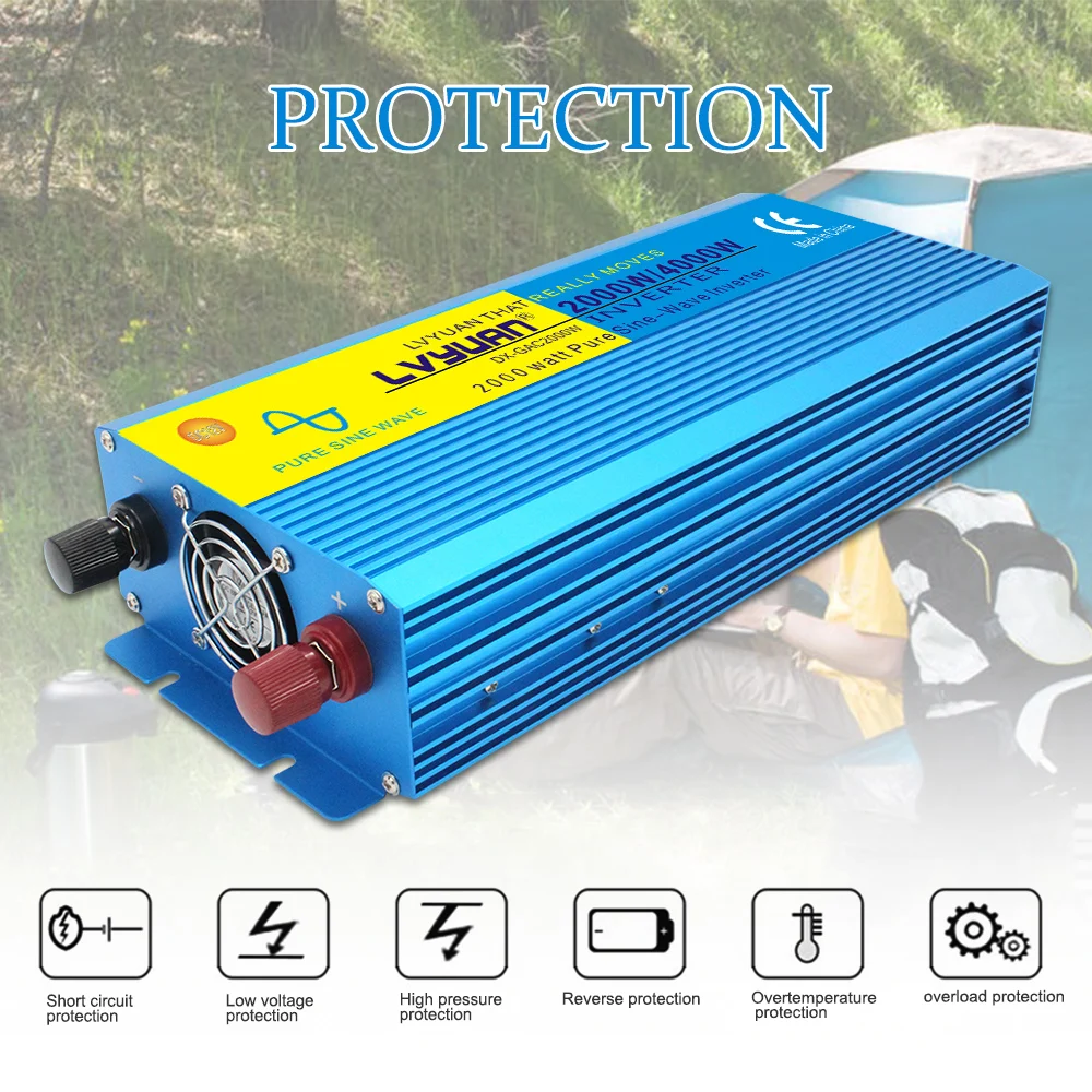 US $59.99 Pure Sine Wave Inverter DC 12v To AC 220v 2000W 3000W 4000W Volt LED Display Converter Transformer Car Inversor Solar Power