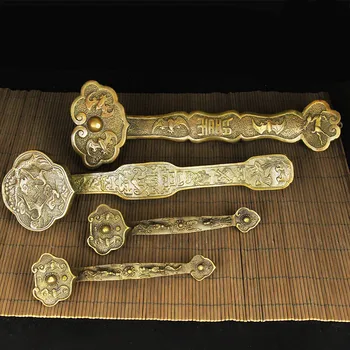 

WSHYUFEI Chinese brass lucky Fortune Ornament Dragon and Phoenix Small Ruyi Home Office Shop Business Decoration Craft Gift