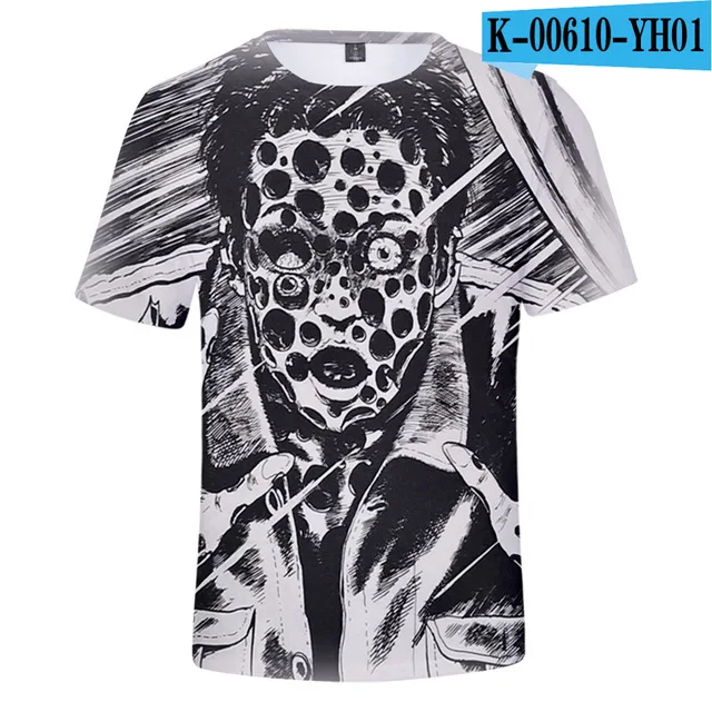 Футболка с 3D рисунком японского знаменитого комикса ужасов Junji ito Детская летняя футболка с короткими рукавами и круглым вырезом в стиле аниме в стиле Харадзюку с принтом ужасов - Цвет: 09