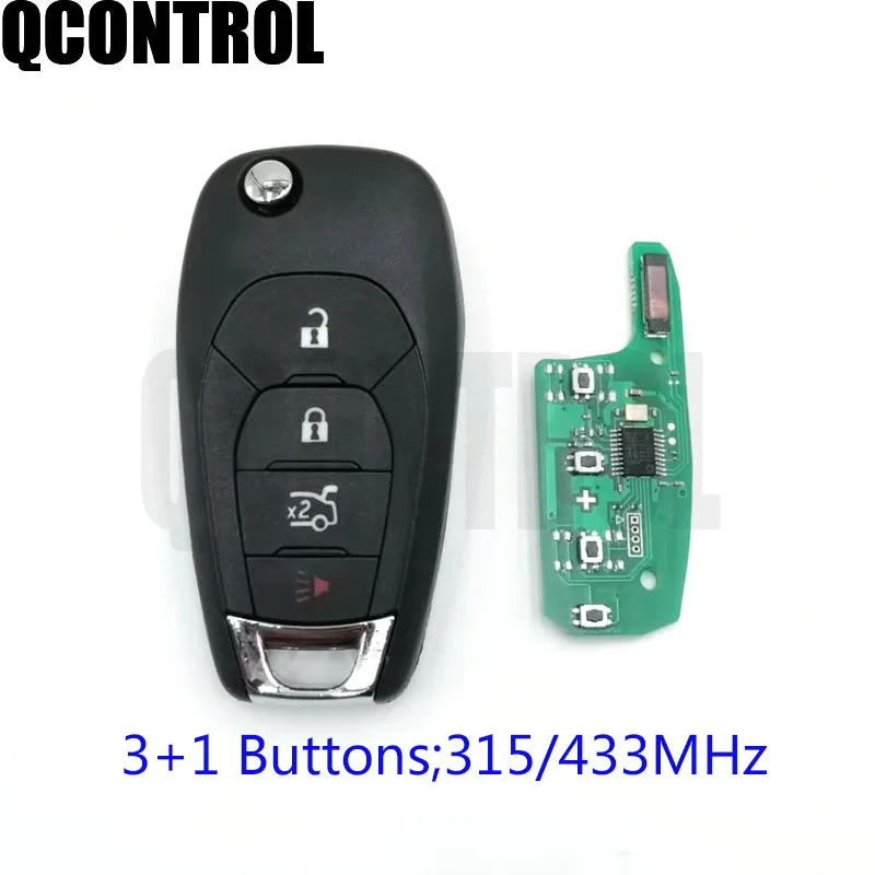 

QCONTROL 3+1 Buttons Modified Folding Flip Remote Smart Car Key Fob 315MHZ or 433MHZ ID46 PCF7941 Chip For Chevrolet Cruze Aveo