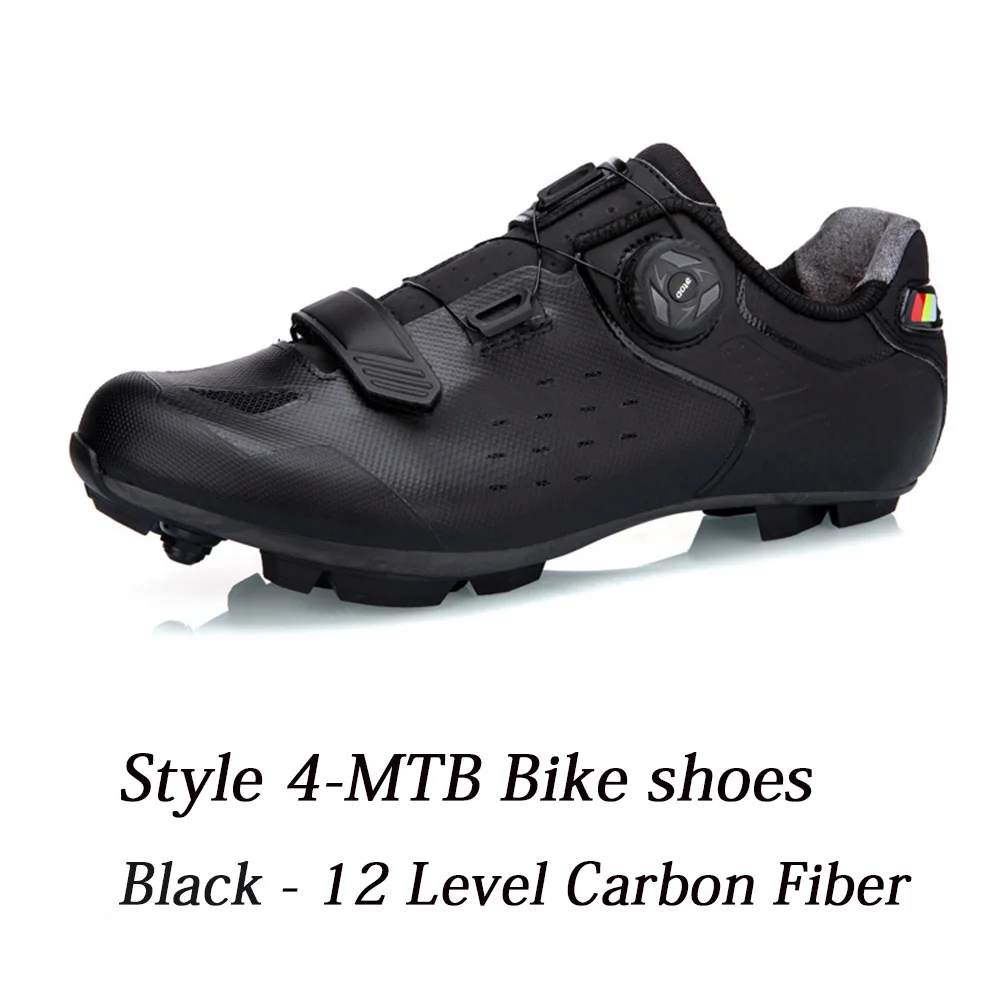 Style 4-Black Новая обувь SANTIC, 5 стилей, Мужская велосипедная обувь, профессиональная, MTB, Шоссейная, велосипедная, самоблокирующаяся обувь, подошва из углеродного волокна, Ультралегкая, дышащая, Экипировка для мужчин - Цвет: Style 4-Black