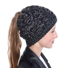 YEABIU модная шапочка зимняя женская шапка с отверстием для хвоста эластичная вязаная шапка зимние теплые шапки женские вязаные шапки зимняя женская шапка