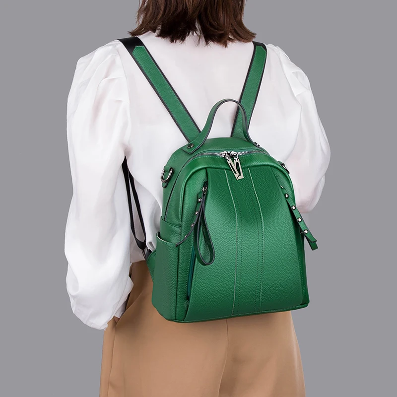 100% Genuine Leather Women's backpack Casual Waterproof real Cowhide Backpacks Female Luxury Back pack Women Travel Shoulder Bag
