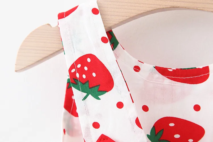 Baby Girls Dress With Hat 2pcs Clothes Sets Strawberry Print Toddler Kids Clothes Baby Sleeveless Birthday Party Princess Dress newborn baby dresses