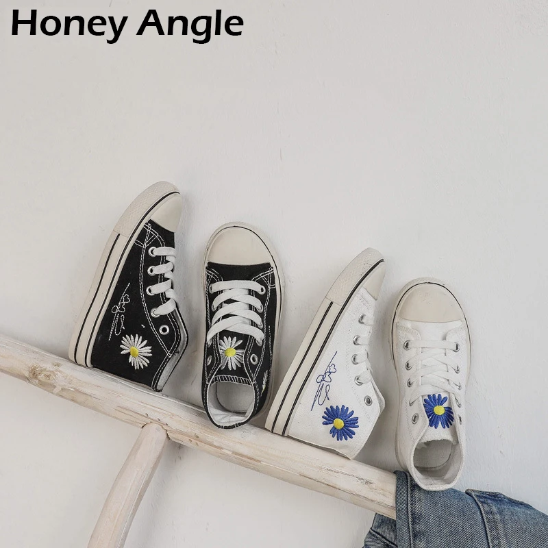 

Spring Autumn Kids Canvas Shoes For Girl Boy Korean Style Embroidery Children Canvas Shoes High Tops Girl Boy Casual Shoes