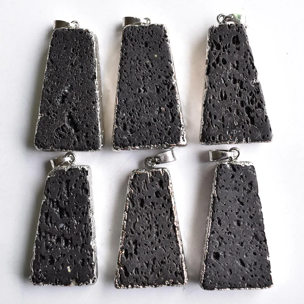 

Fashion natural Volcanic Rock ladder shaped pendulum pendants charms for jewelry making 6pcs/lot wholesale free shipping