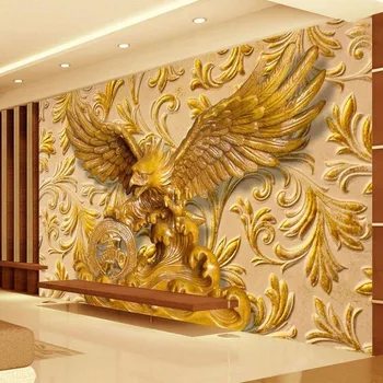 

Custom 3D Mural Wallpaper Modern Art Golden Sculpture Wood Texture Wall Painting Living Room TV Sofa Bedroom Backdrop Wall Decor