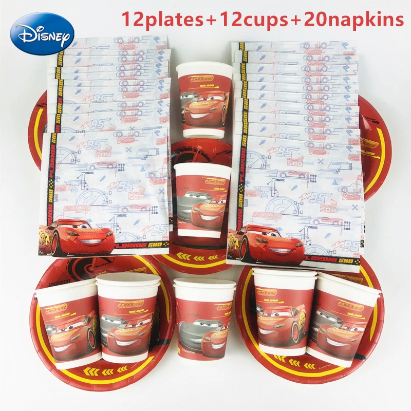 44 шт. мультфильм Дисней Автомобили Дети посуда для вечеринки в честь Дня Рождения