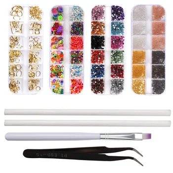 

CYSHMILY 8Pcs/Set Various Mixed Type Manicure Set Nail Gel Brush/Dotting Pen/Nail Rhinestones Decoration Nail Art Manicure Tools