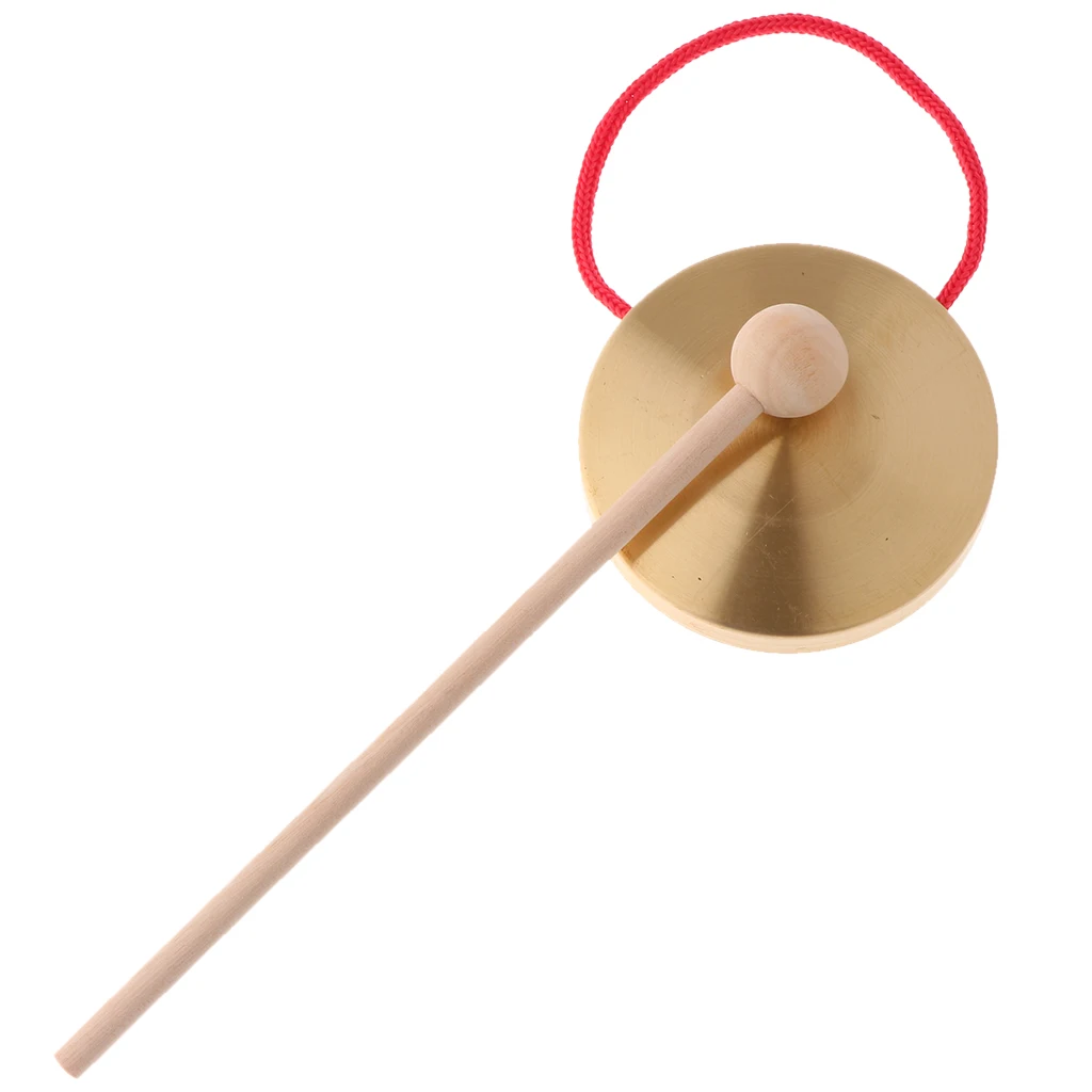 Mini Hand Gong Chapel Copper Cymbals Percussion Opera Gong for Kids Children Toys (10cm)