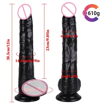 30.5*5CM Super Huge Black Dildos Strapon Thick Giant Realistic Dildo Anal Butt with Suction Cup Big Soft Penis Sex Toy For Women 6