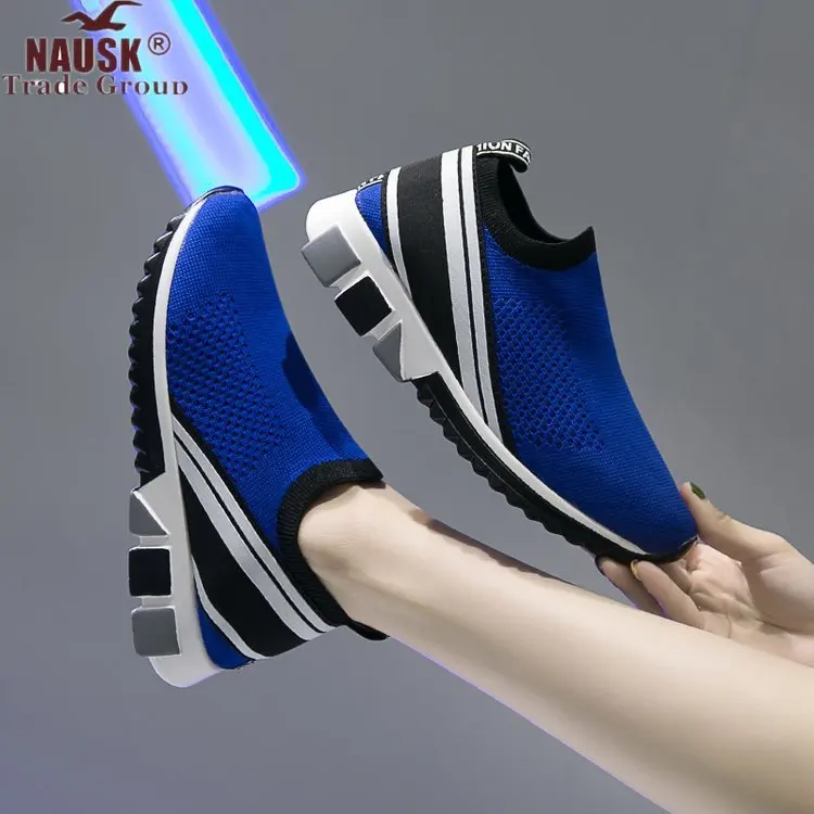 

NAUSK 2019 New Women's Sneakers Vulcanized Shoes Sports Shoes Ladies Slip Ladies Large Size Lok Socks Shoes Zapatos De Mujer