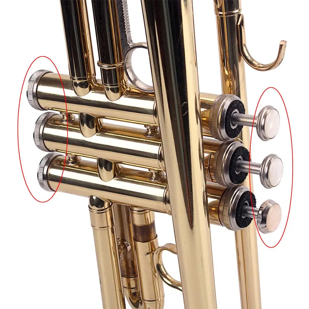 

3 In 1 Trumpet Replacement Instrument Accessories Finger Buttons Screw Rod Cap Cover Trumpet Connecting Rod Piston Washer