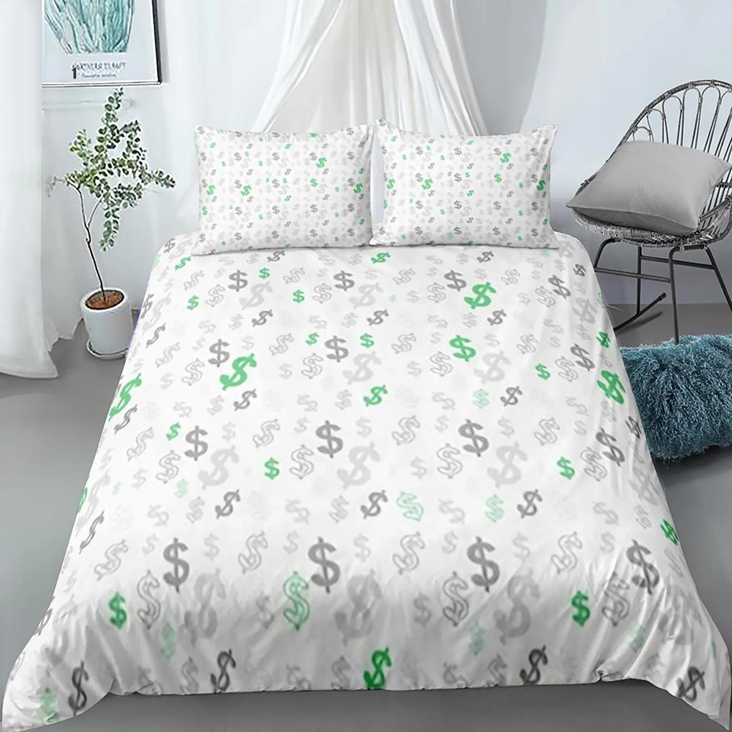 Funny Design Money Dollar Bedding Set Single Twin Full Queen King Size Money Bed Set Children's Kid Bedroom Duvetcover Sets 014 