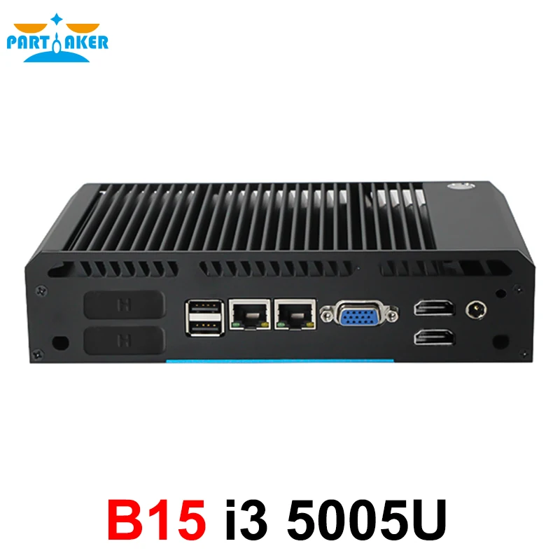 Fanless Industrial Mini PC Intel Core i3 5005U Windows 10 Pro Rugged ITX Case Small Computer 2 LAN VGA HD DP RS232 RS485 fanless barebone mini pc core i7 5500u i5 4200u i3 5005u windows 10 rugged itx case industrial computer 2 lan hdmi 6 com nettop