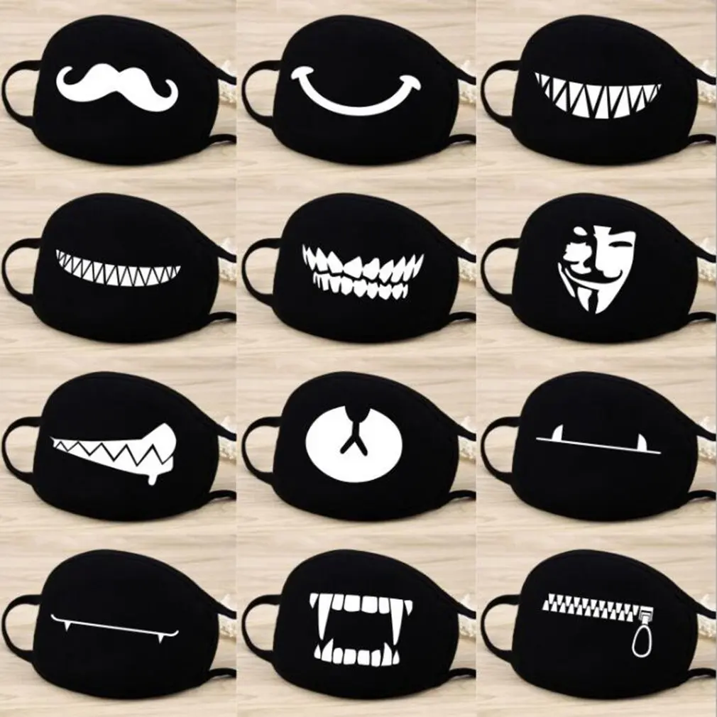 

Cotton Dust Mask Cartoon Expression Teeth Muffle Chanyeol Face Respirator Anti Kpop Bear Mouth Mask 1Pcs