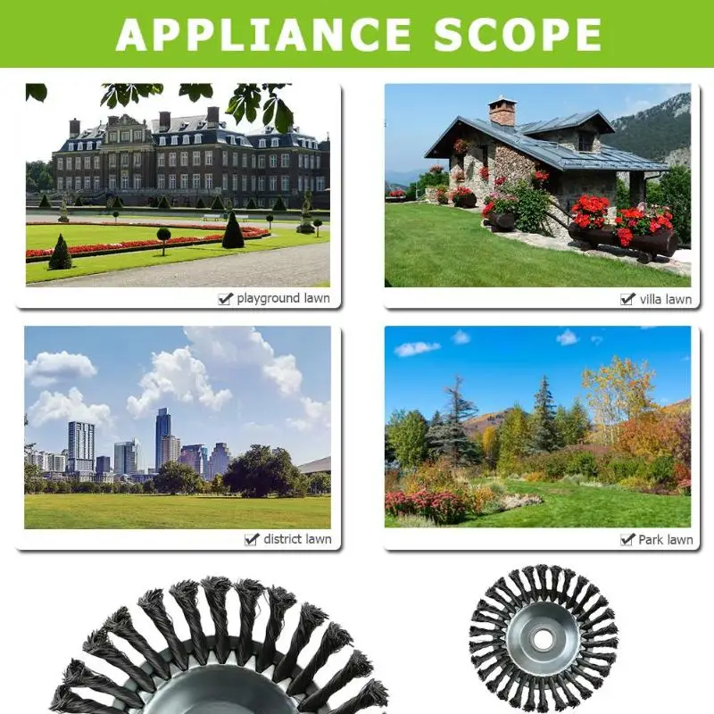 

8 Inch Steel Wire Wheel Garden Weed Brush Lawn Mower Grass Eater Trimmer Brush Cutter Tools Parts Weed Trimmer Head Accessaries