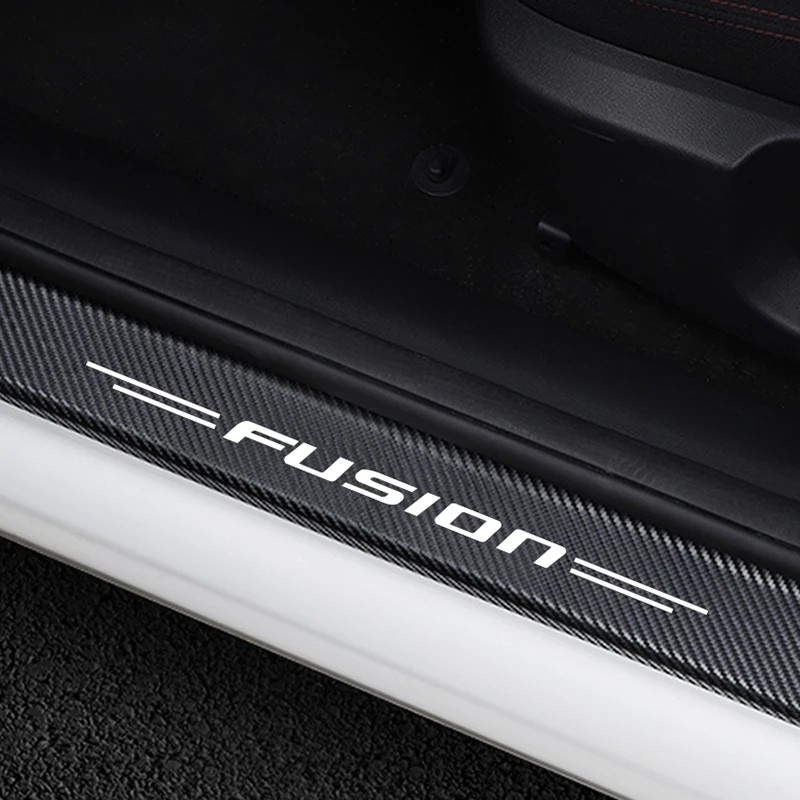 

4PCS Auto Stickers Door Threshold Vinyl Protector For Ford Fusion Car Door Sill Scuff Plate Guard Carbon Fiber Decor Accessories