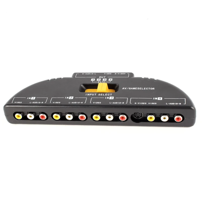 

TOP 4-Way Audio Video AV RCA Switch Game Selector Box Splitter Black