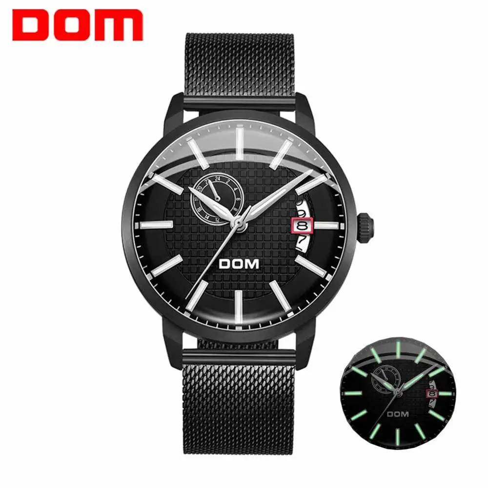 

2020 new DOM Fashion Design Skeleton Sport Mechanical Watch Luminous Hands Transparent Mesh Bracelet For Men Top Brand Luxury