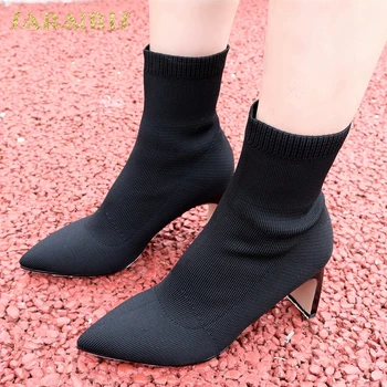 

Sarairis 2020 New Arrivals Stretch Boots Woman Shoes Pointed Toe Elastic Band Strange Style Spring Autumn Fashion Boots Female