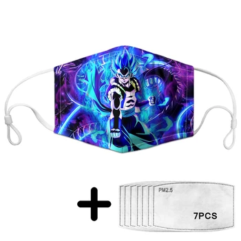 

Dragon Ball Print Women Polyester Face Mask Outdoor Dustproof Mouth Masks with PM2.5 Filter Washable Protective Cubreboca Female