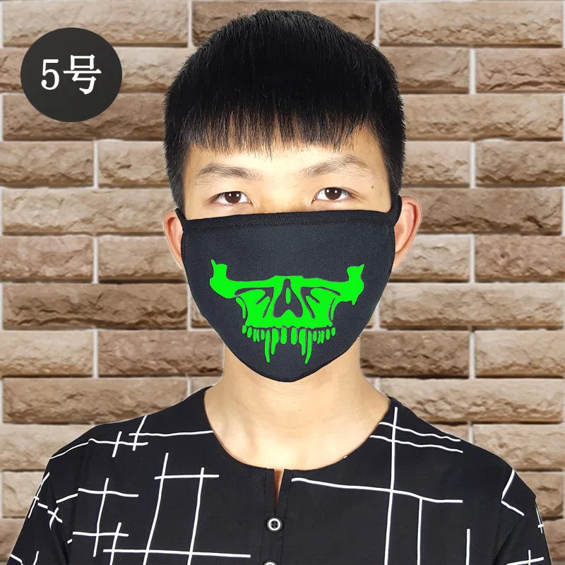 5 Tokyo Ghoul Luminous Face Mask Anime Tooth Noctilucent Luminescent Mouth Mask Cotton Anti-dust Pollution Masks Mouth Face Masks - Цвет: 5