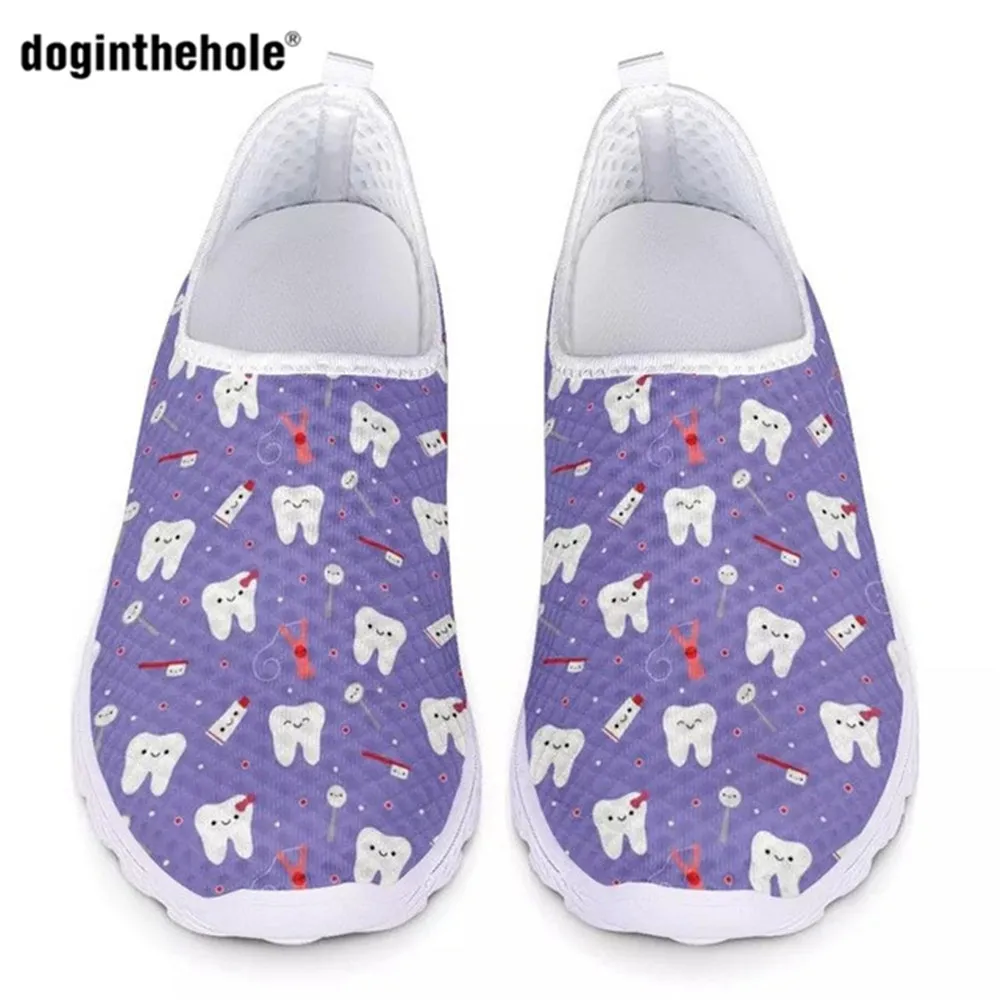 Doginthehole/милые женские туфли на плоской подошве с принтом зуба из мультфильма