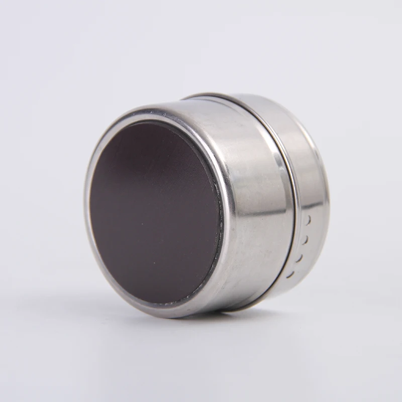 Magnetic Spice Jar With A Strong Transparent Top Cover. Stainless Steel Round Storage Spice Jar, Shake Or Flip, Magnetic Can, Ma