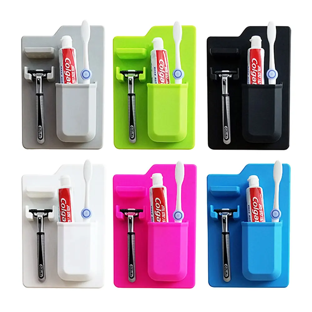 Silicone Toothbrush Holder Toothpaste Storage Rack Shaver Tooth Brush Dispenser Bathroom Organize