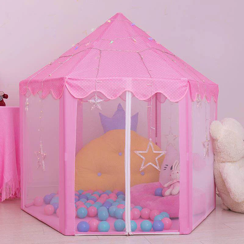 Kids Portable Folding Prince Princess Tent Children Castle Play House Children Girls Gift Outdoor Beach Zipper Tent Dropship