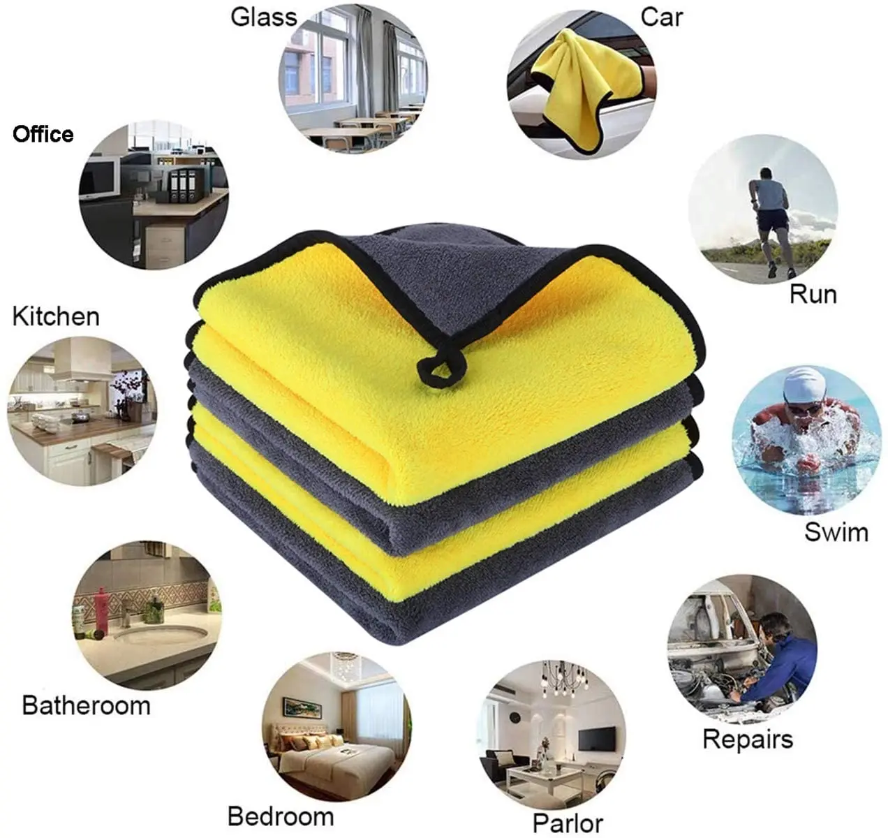 5 шт. сверхтолстые салфетки из микрофибры двухслойные полотенца для мытья машины