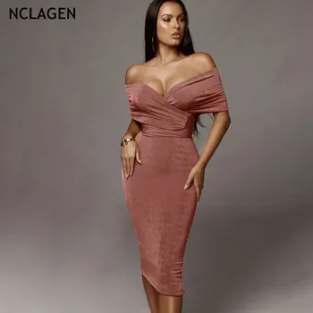 

NCLAGEN 2019 Ladies Bandage 2 PCs Party Club Set Criss Cross Crop Tops T Shirt High Waist Hip Package Midi Skirt Festival Set