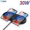 DCAE 30W Fast 2 In 1 Qi Wireless Charger For Airpods Pro iPhone 12 11 XS XR X 8 Dual Charging Pad Station for Smsung S20 S10 S9 ► Photo 1/6